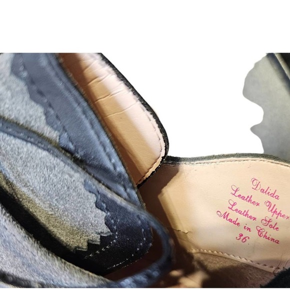 NEW Plenty Tracy Reese Dalida 36 Gray Lace Up Tassel Heel Academia Goth Leather - Picture 8 of 8